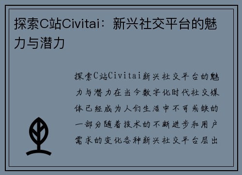 探索C站Civitai：新兴社交平台的魅力与潜力